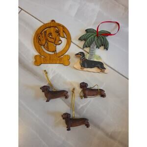 Christmas Ornament DACHSHUND Dog PUPPY Lot Of 5 Bundle